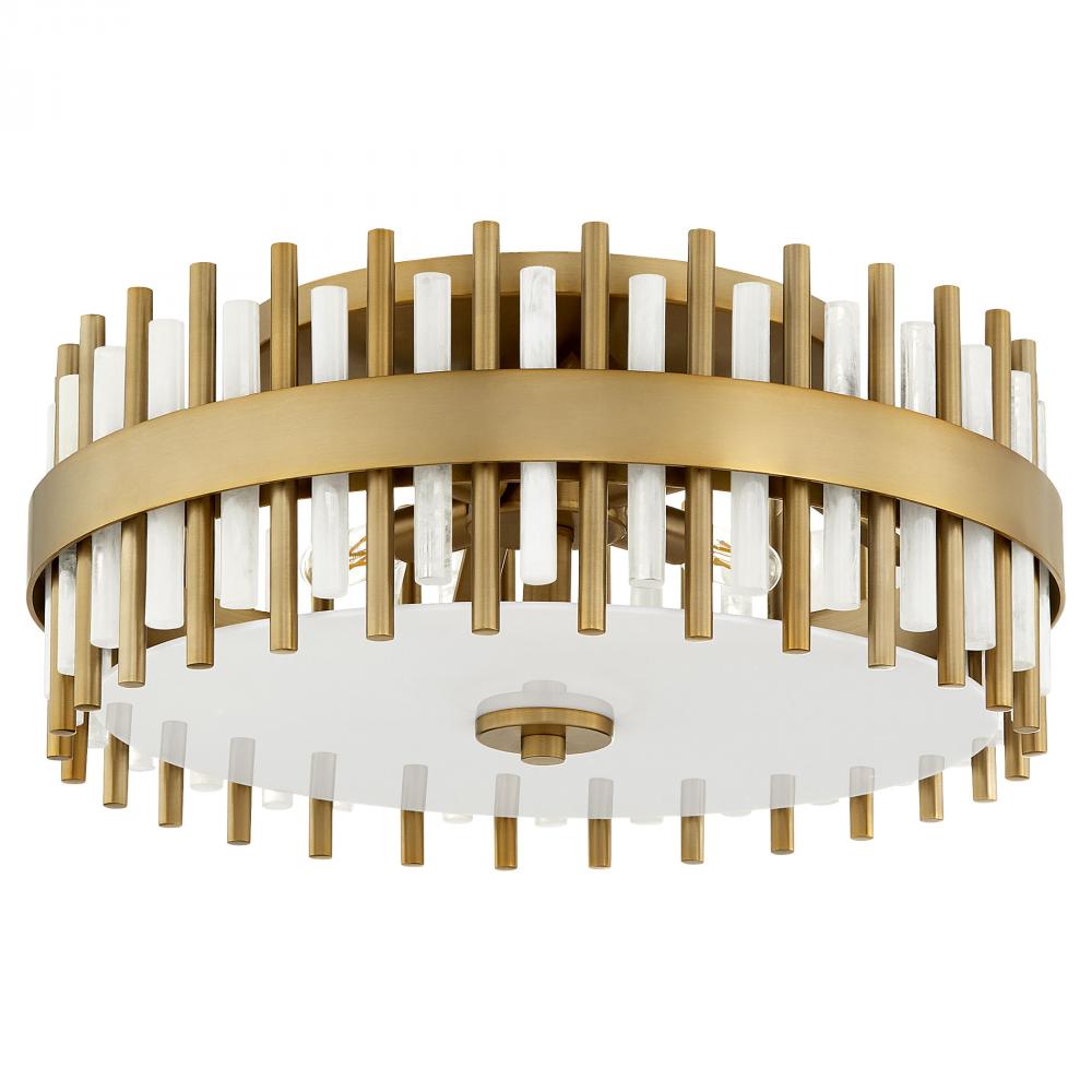 Cassio 4 Light Flush Mount | Aged Brass