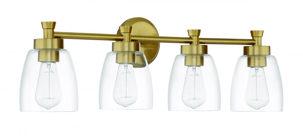 Henning 4 Light Vanity in Satin Brass