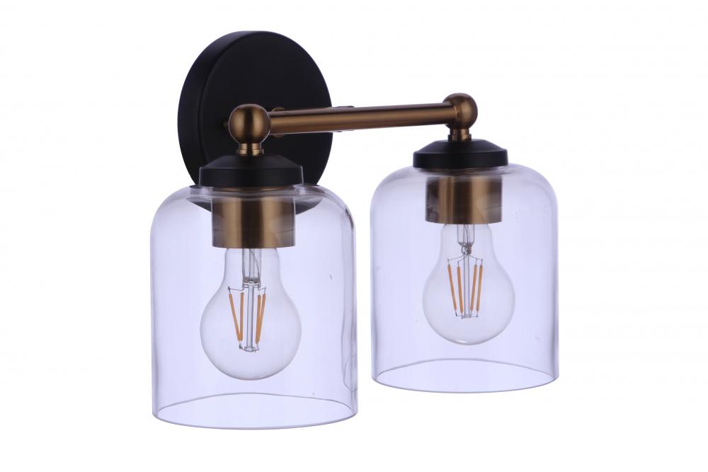 Coppa 2 Light Vanity in Flat Black/Satin Brass