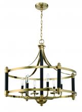 Craftmade 54896-FBSB - Stanza 6 Light Pendant in Flat Black/Satin Brass