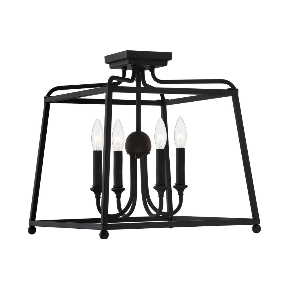 Libby Langdon Sylvan 4 Light Black Forged Semi Flush Mount