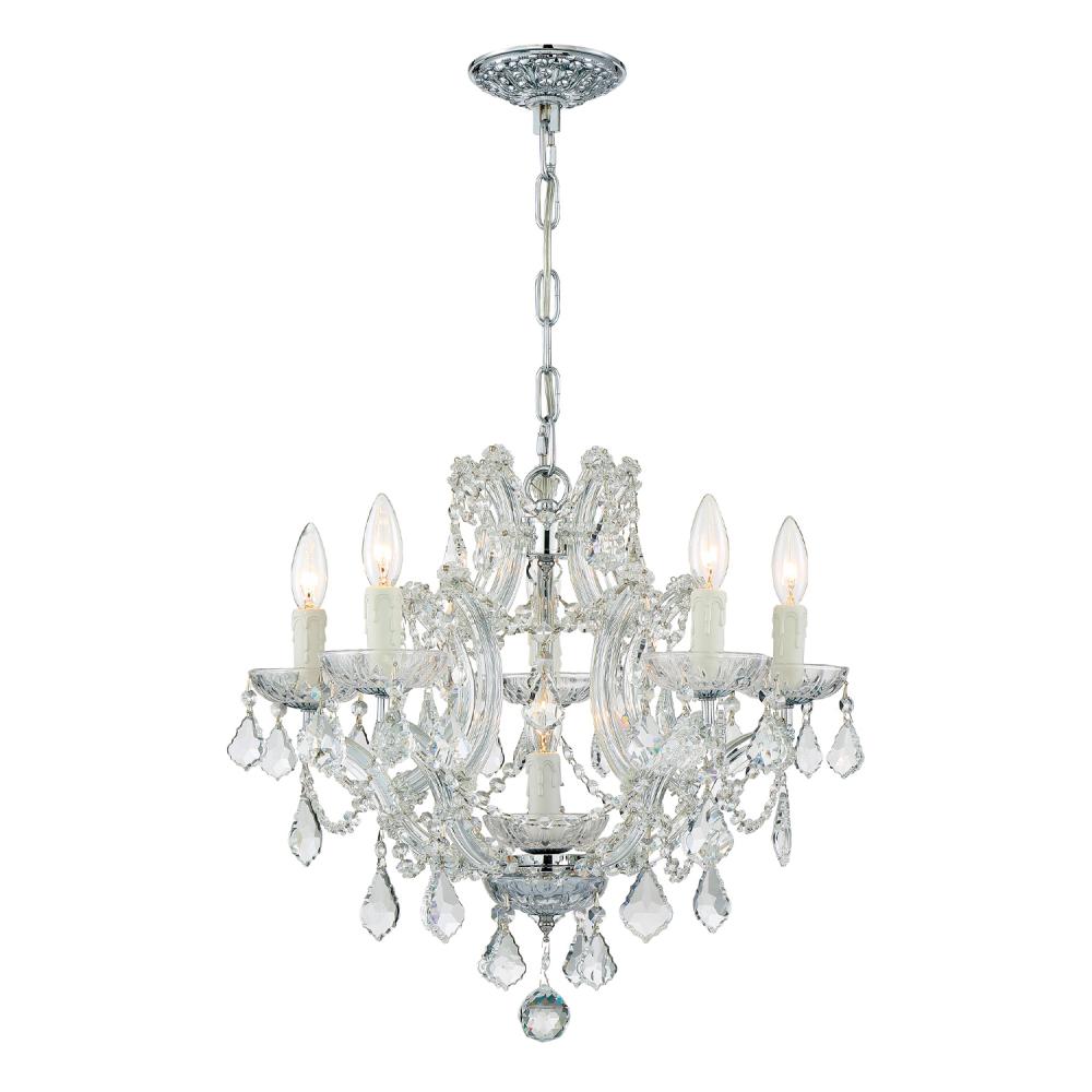 Maria Theresa 6 Light Hand Cut Crystal Polished Chrome Chandelier