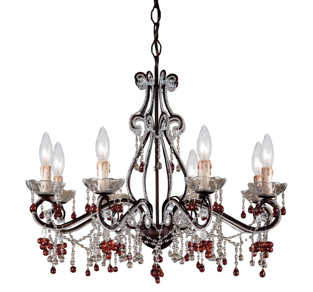 Paris Market 8 Light Amber Crystal Rust Chandelier