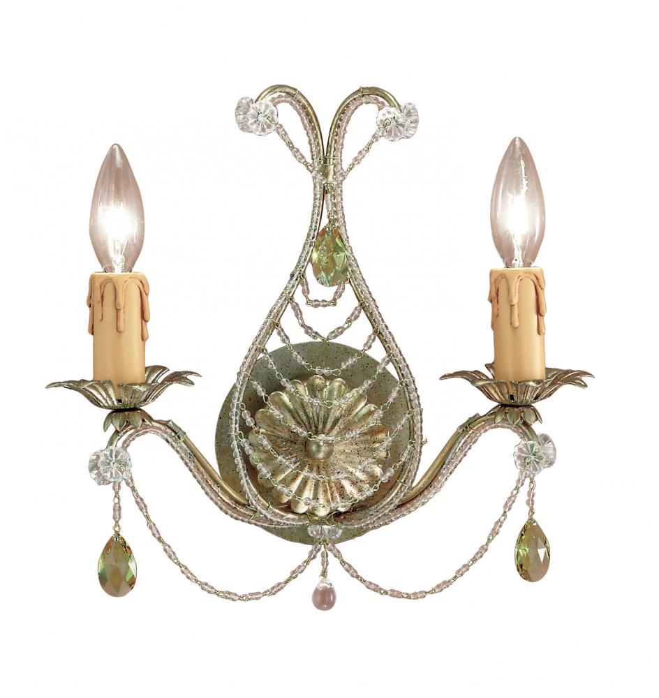 Crystorama Paris Market 2 Light Gold Leaf Sconce