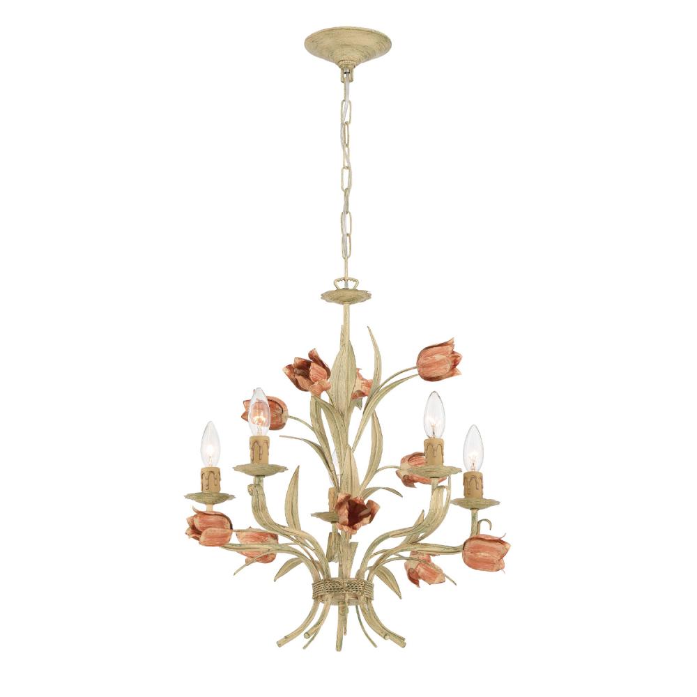 Southport 5 Light Sage Rose Chandelier