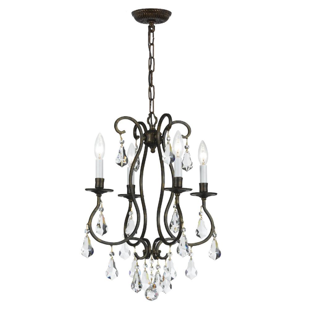 Ashton 4 Light Hand Cut Crystal English Bronze Mini Chandelier