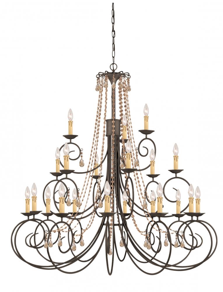 Crystorama Soho 21 Light Golden Teak Crystal Chandelier