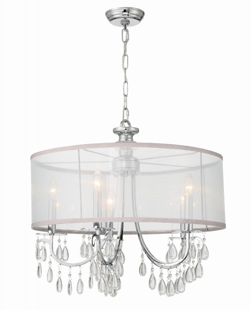 Hampton 5 Light Drum Shade Polished Chrome Chandelier