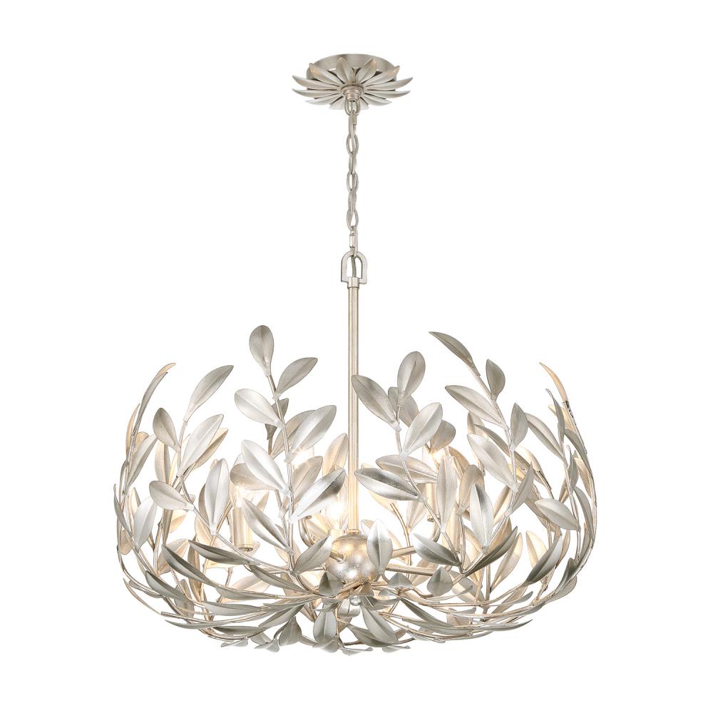 Broche 5 Light Antique Silver Chandelier