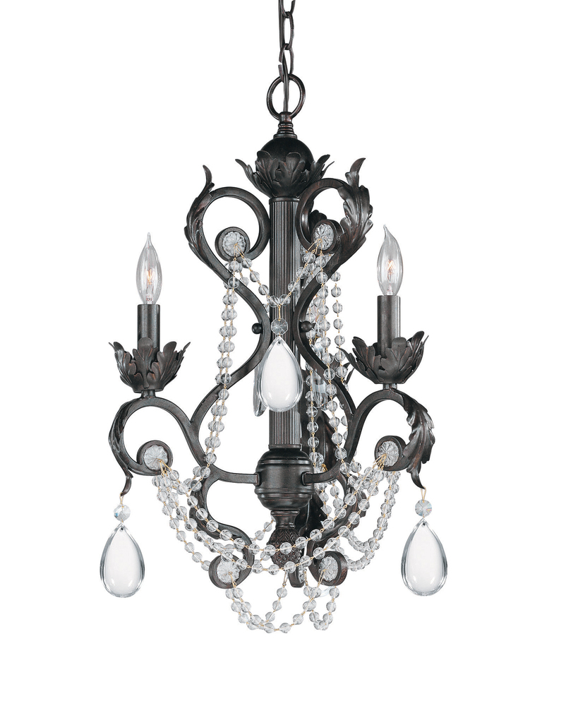 Crystorama Winslow 3 Light Optical Crystal Dark Rust Mini Chandelier