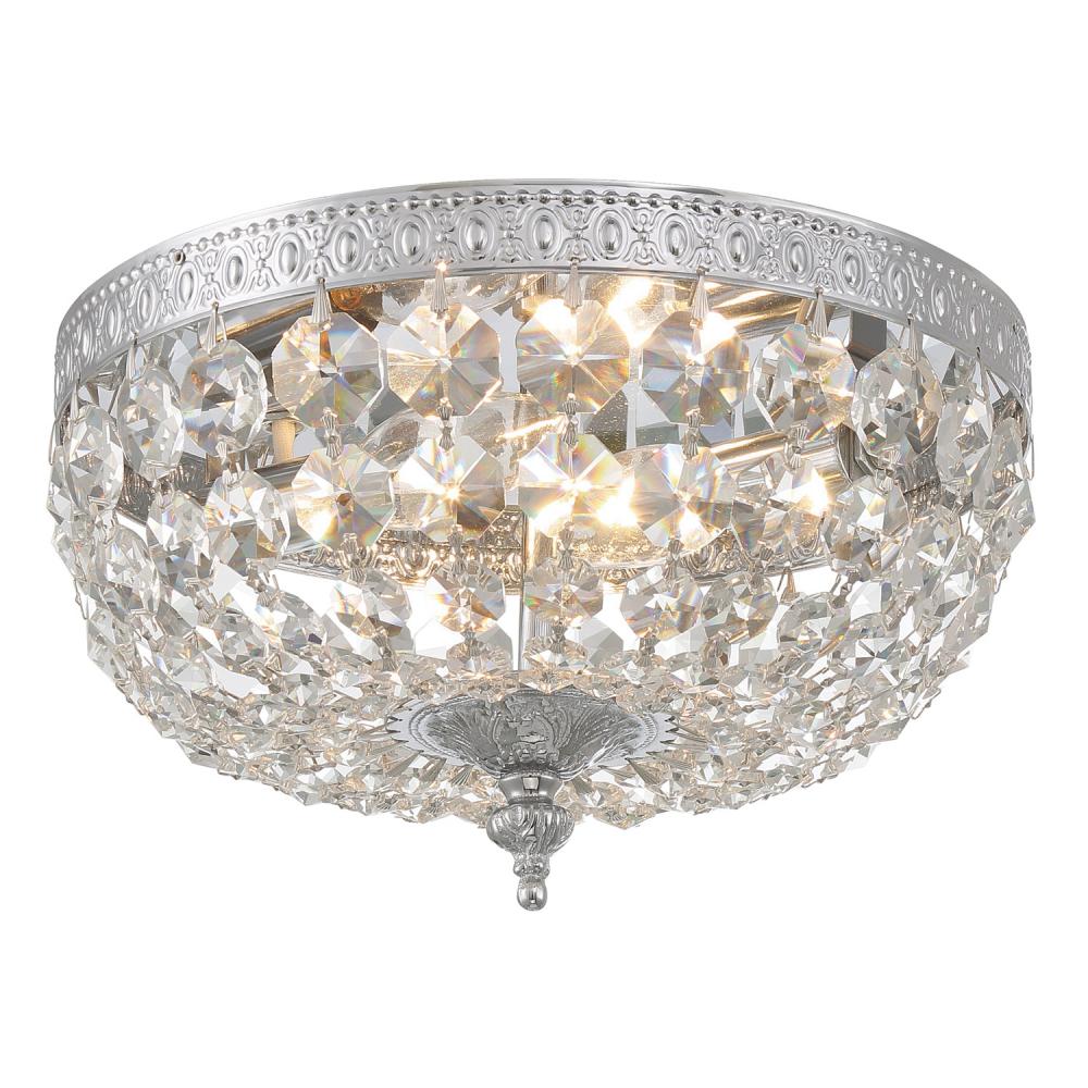 Crystorama 2 Light Hand Cut Crystal Polished Chrome Flush Mount