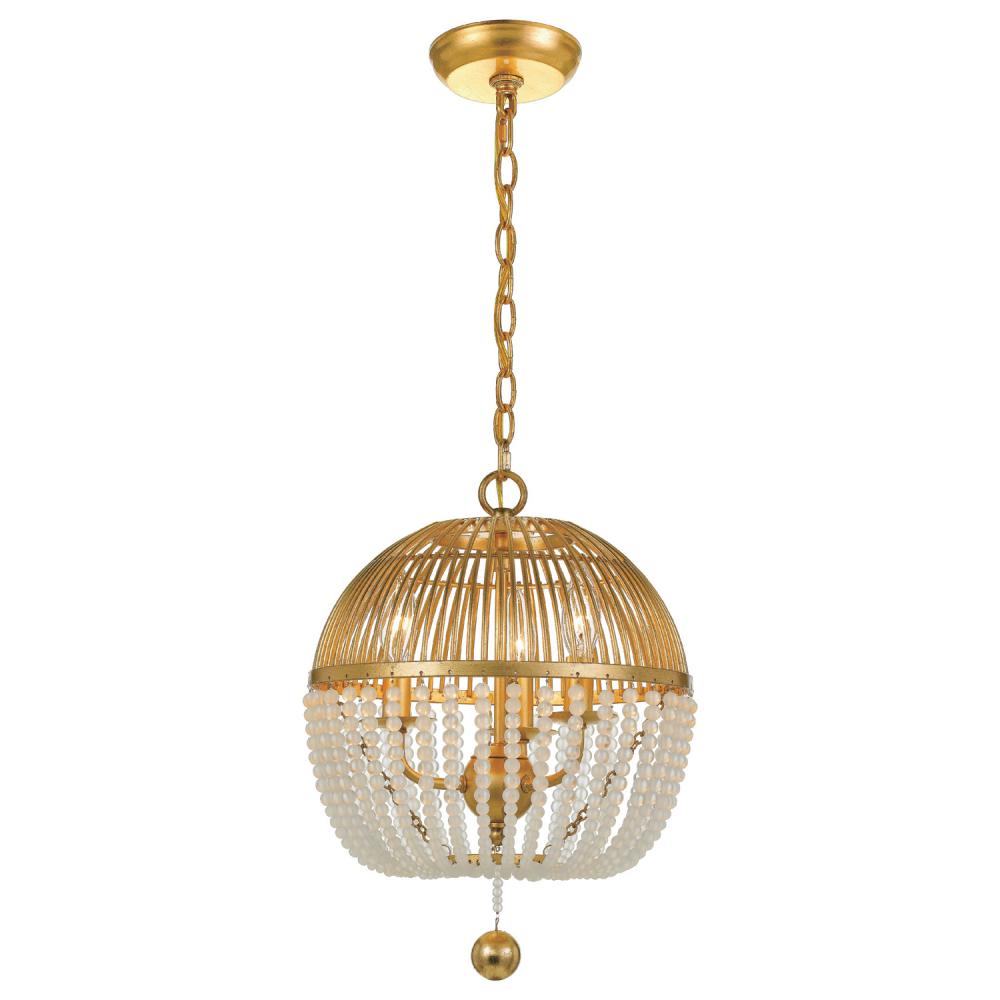 Duval 3 Light Antique Gold Mini Chandelier