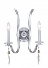 Crystorama 1572-CH-MWP - Flow 2 Light Crystal Chrome Sconce