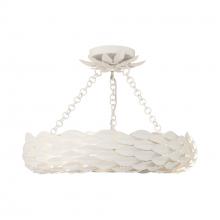 Crystorama 535-MT_CEILING - Broche 6 Light LED Matte White Semi Flush Mount