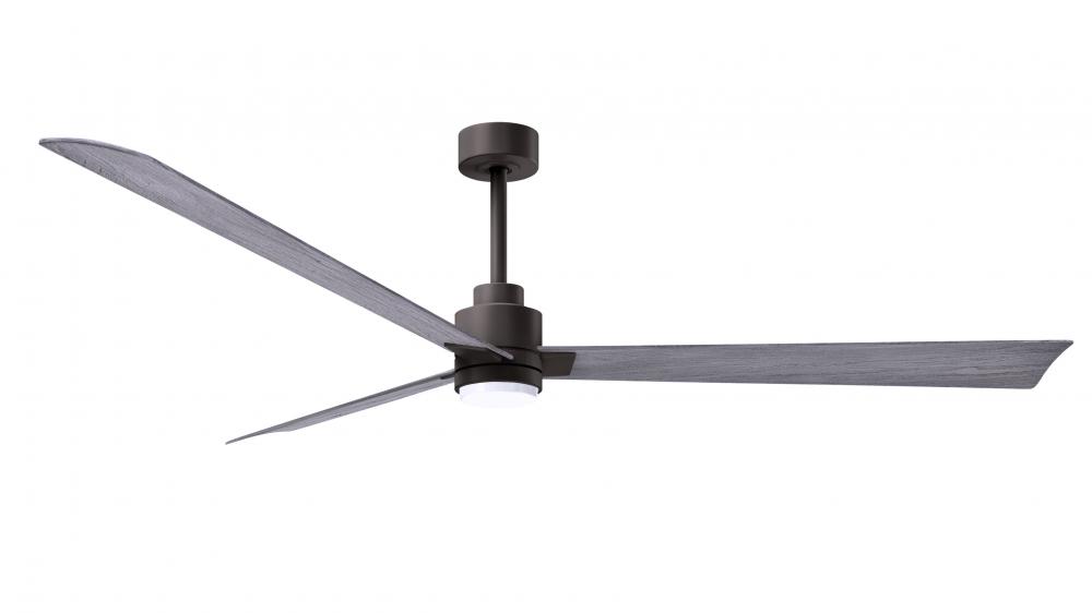 Alessandra 3-blade transitional ceiling fan in textured bronze finish with Barn Wood blades. Optim