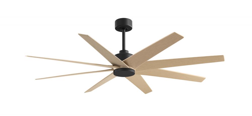 Ariella 8-blade ceiling fan in Matte Black and Light Maple Tone blades