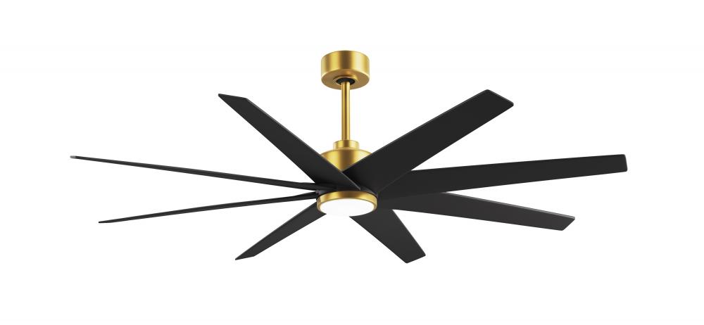 Ariella 8-blade ceiling fan in Brushed Brass and Matte Black Blades