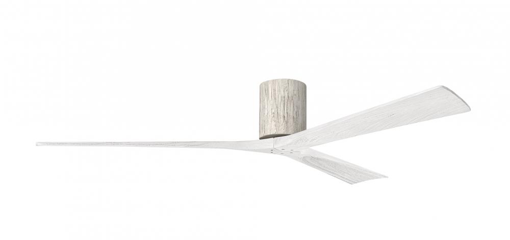 Irene-3H three-blade flush mount paddle fan in Barn Wood finish with 72” solid matte white wood