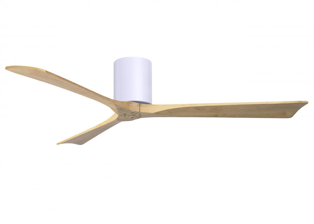 Irene-3H three-blade flush mount paddle fan in Matte White finish with 60” Light Maple tone blad