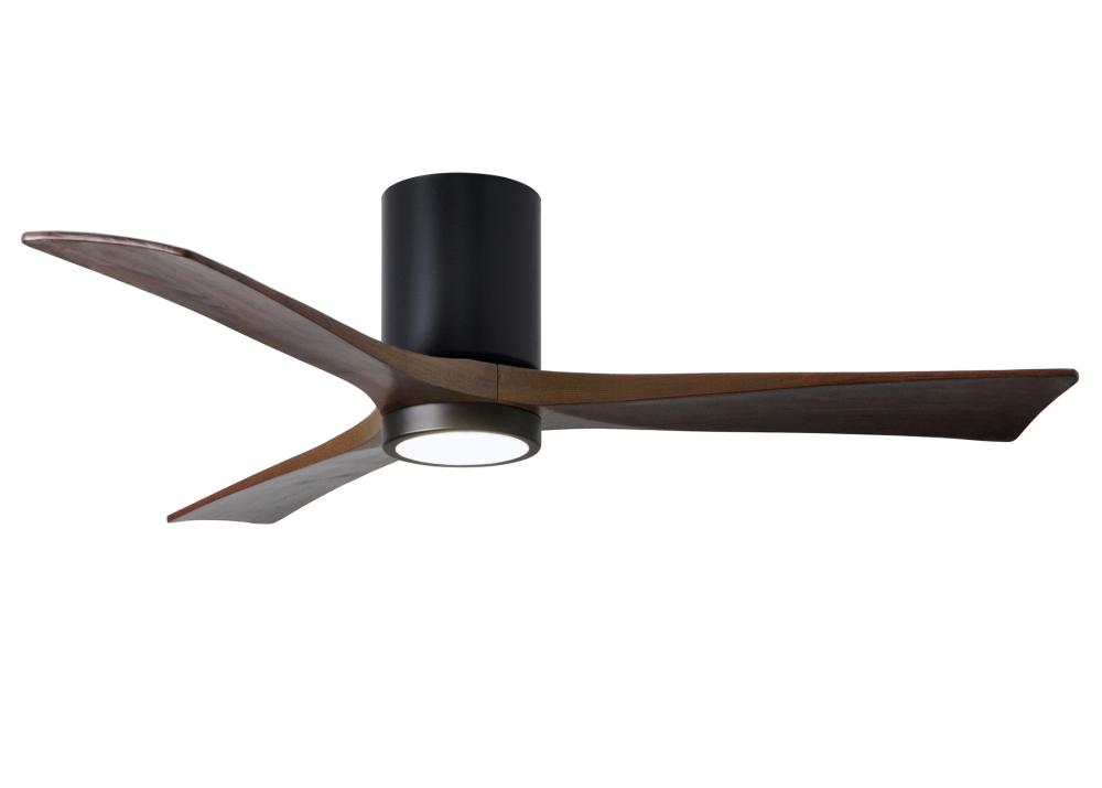 Irene-3HLK three-blade flush mount paddle fan in Matte Black finish with 52” solid walnut tone b