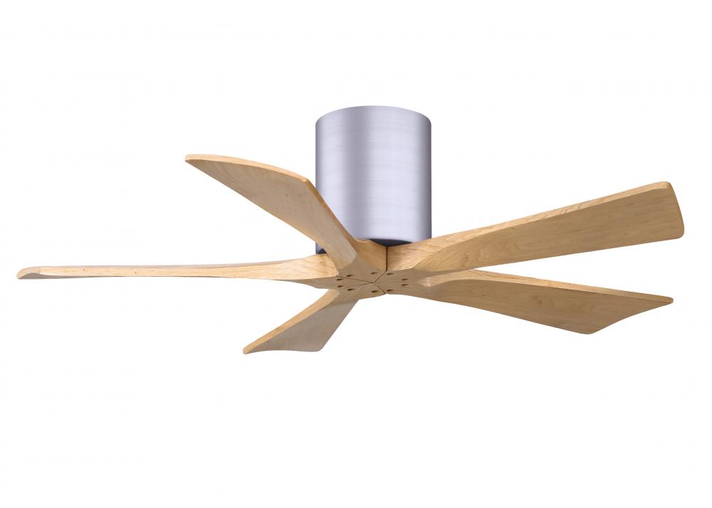 Irene-5H three-blade flush mount paddle fan in Brushed Nickel finish with 42” Light Maple tone b