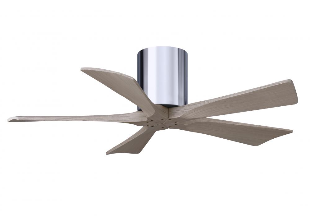 Irene-5H three-blade flush mount paddle fan in Polished Chrome finish with 42” Gray Ash  tone bl