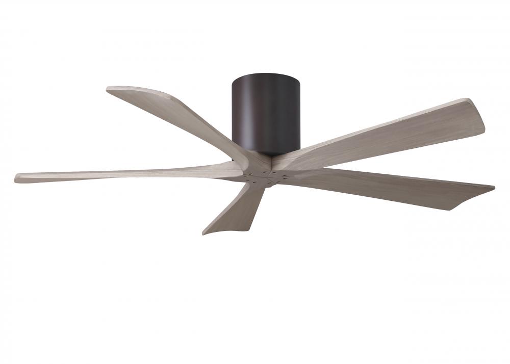 Irene-5H three-blade flush mount paddle fan inTextured Bronze finish with 52” Gray Ash tone blad