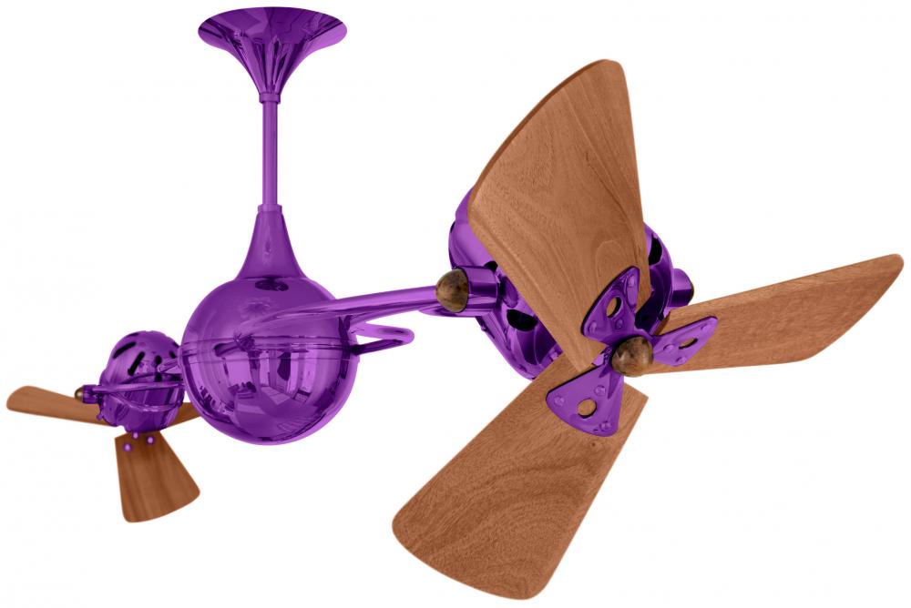 Italo Ventania 360° dual headed rotational ceiling fan in Ametista (Purple) finish with solid sus