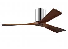 Matthews Fan Company IR3H-CR-WA-52 - Irene-3H three-blade flush mount paddle fan in Polished Chrome finish with 52” solid walnut tone