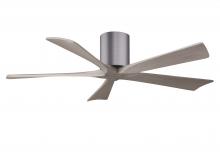 Matthews Fan Company IR5H-BP-GA-52 - Irene-5H three-blade flush mount paddle fan in Brushed Pewter finish with 52” Gray Ash tone blad