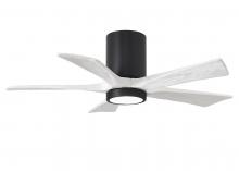 Matthews Fan Company IR5HLK-BK-MWH-42 - IR5HLK five-blade flush mount paddle fan in Matte Black finish with 42” solid matte white wood b