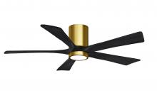 Matthews Fan Company IR5HLK-BRBR-BK-52 - IR5HLK five-blade flush mount paddle fan in Brushed Brass finish with 52” solid barn wood tone b