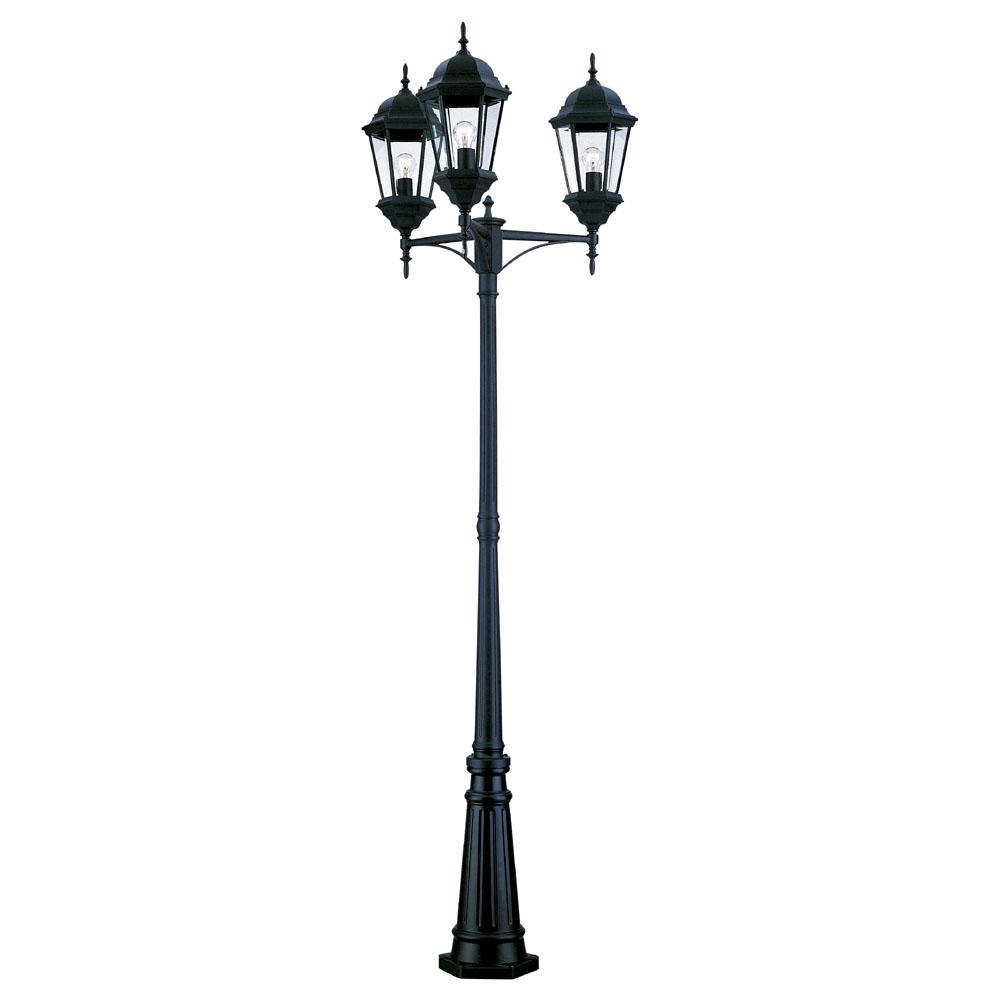 Richmond Collection 3-Head Matte Black Surface-Mount Outdoor Post Combination