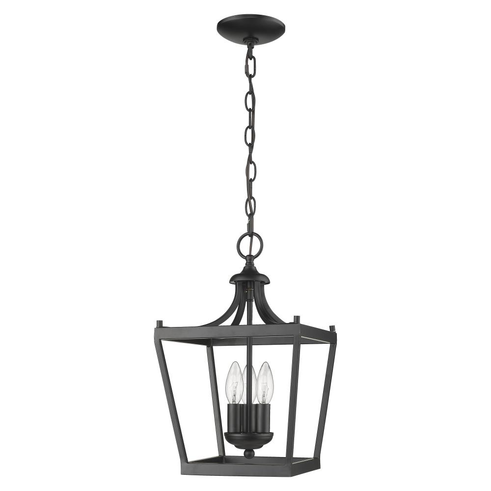 3-Light Matte Black Chandelier