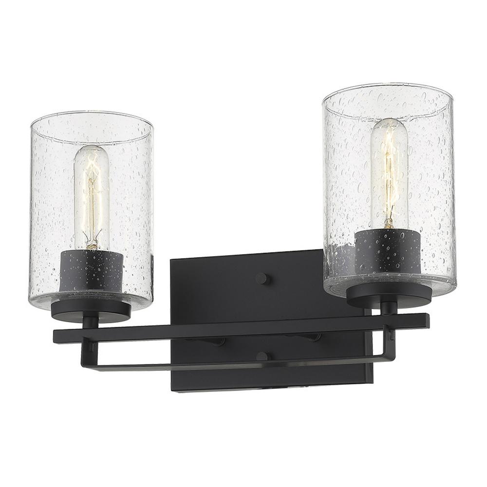 2-Light Matte Black Sconce