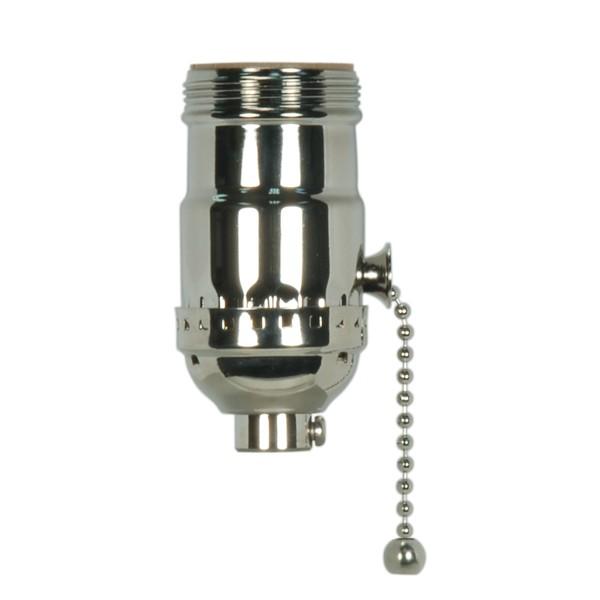 On-Off Pull Chain Socket; 1/8 IPS; 3 Piece Stamped Solid Brass; Polished Nickel Finish; 660W; 250V;