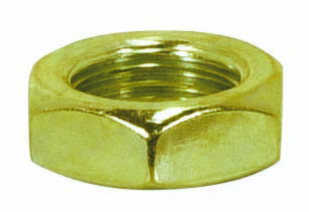 Steel Locknut; 1/8 IP; 9/16" Hexagon; 3/16" Thick; Brass Plated Finish