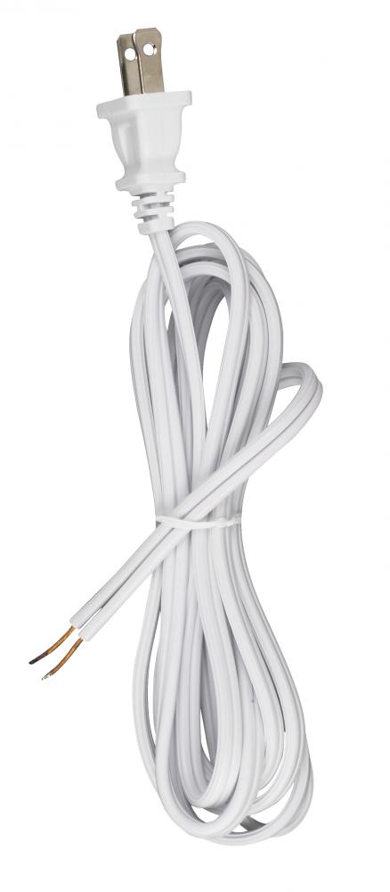 8 Foot 18/2 SPT-2 105C Cord Set; White Finish; 36" Hank; 200 Carton; Molded Polarized Plug;