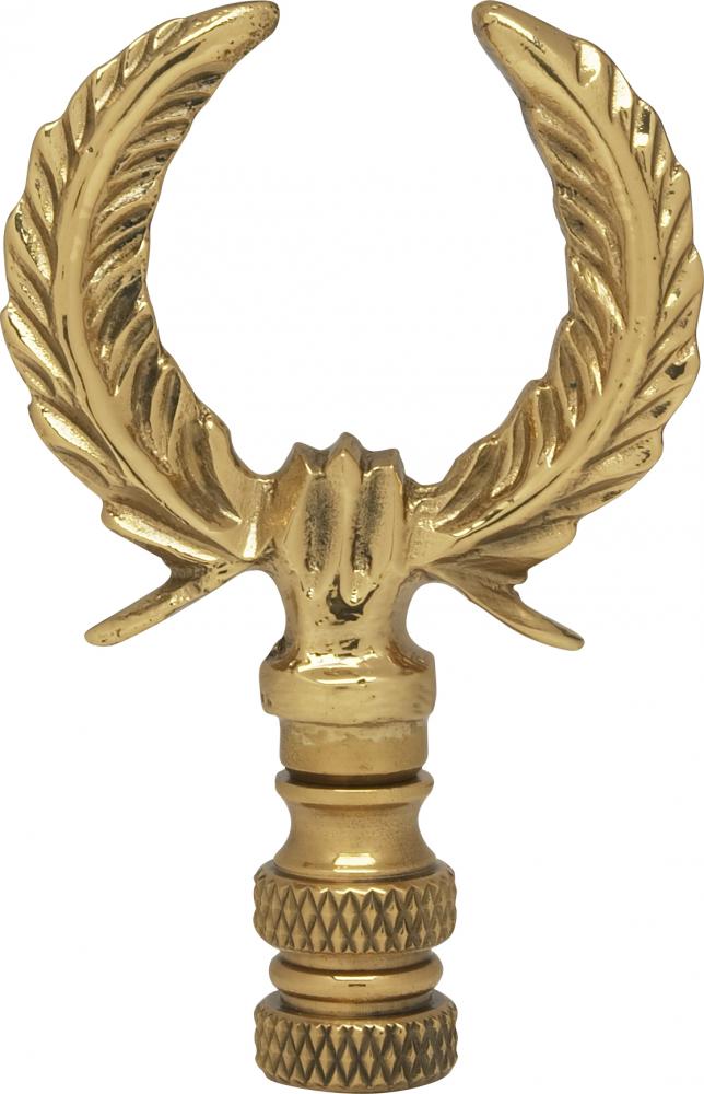 U-Shaped Leaf Brass Finial; 2-3/4" Height; 1/4-27; Polished Brass Finish