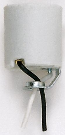 Keyless Porcelain Socket With Hickey; 10" Leads; Unglazed; 660W; 250V