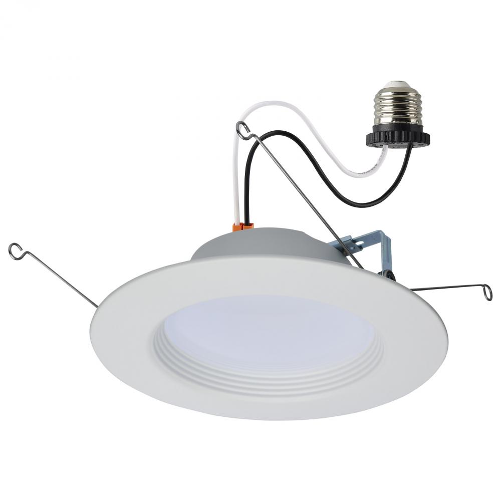 13.7 Watt LED Downlight Retrofit; 5-6 Inches; CCT Selectable; Round; White Finish; 120 Volt