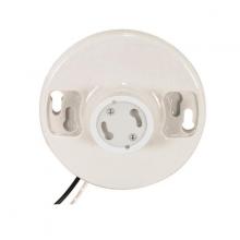 Satco Products Inc. 90/2580 - Keyless White Porcelain GU24 Ceiling Receptacle; 6" AWM B/W Leads 105C; 4-3/8" Diameter;