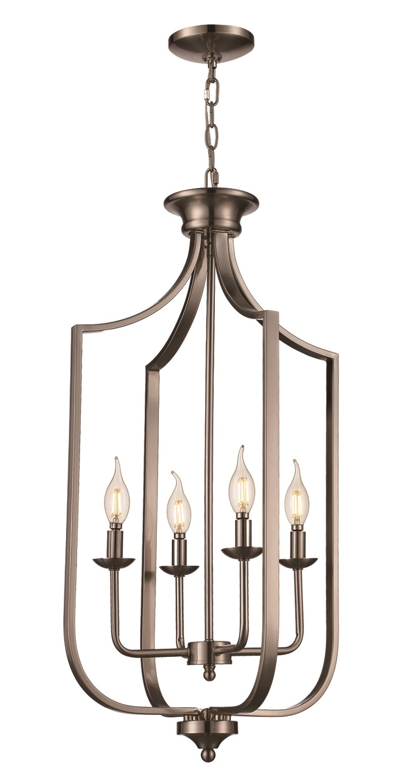 Hillcrest 31.5-in. High Brushed Nickel 4-Light Cage Chandelier