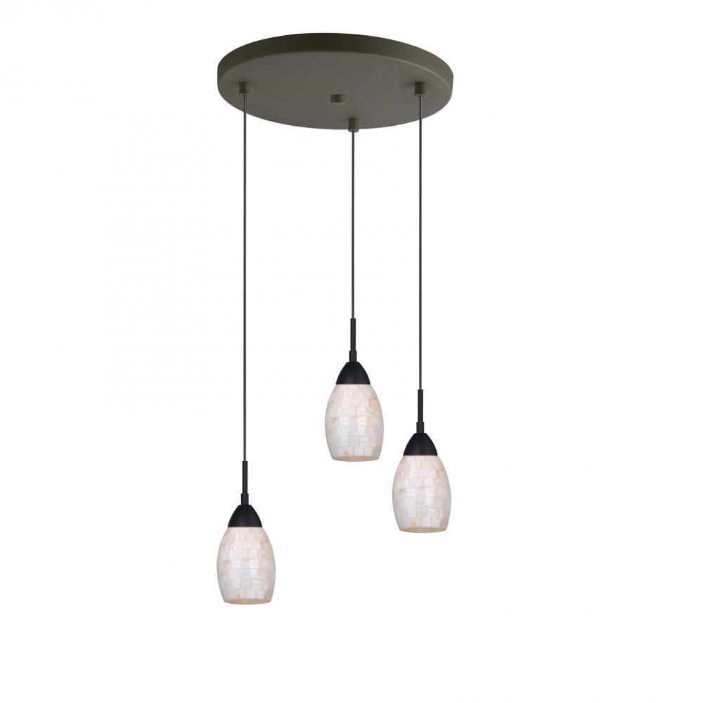 Woodbridge Lighting 13224MEB-C20407 Venezia Pearl 3-Light Cluster Pendant