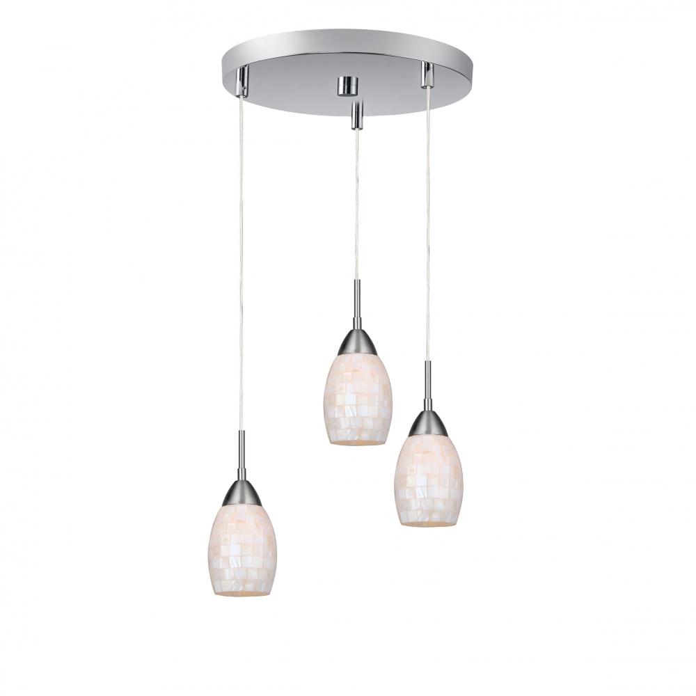 Woodbridge Lighting 13224STN-C20407 Venezia Pearl 3-Light Cluster Pendant