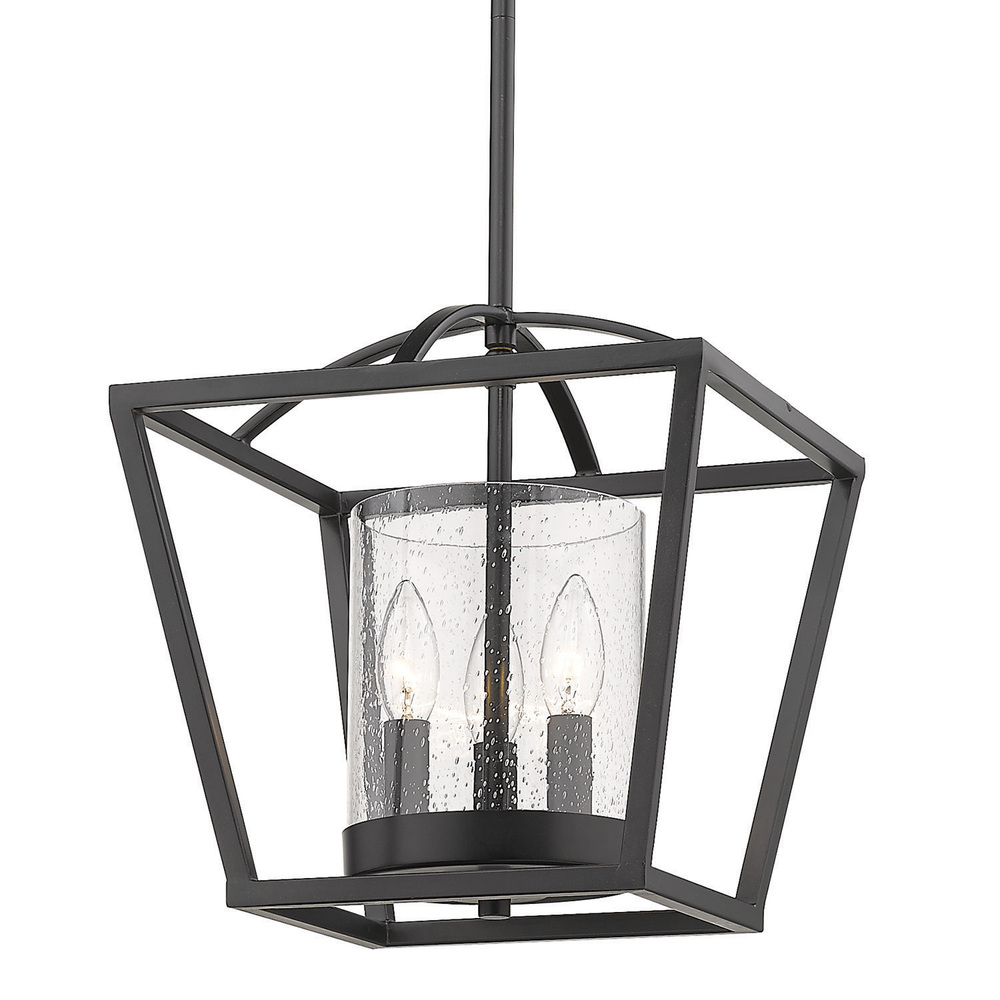 3 Light Pendant (Convertible to Semi Flush)-Black