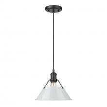 Golden 3306-M BLK-DB - Orwell BLK Medium Pendant - 10" in Matte Black with Dusky Blue shade