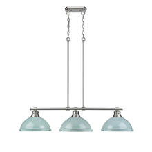 Golden 3602-3LP PW-SF - Duncan 3-Light Linear Pendant in Pewter with Seafoam