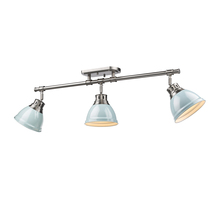 Golden 3602-3SF PW-SF - Duncan 3-Light Semi-Flush - Track Light in Pewter with Seafoam