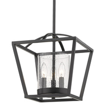 Golden 4309-M3 BLK-BLK-SD - 3 Light Pendant (Convertible to Semi Flush)-Black